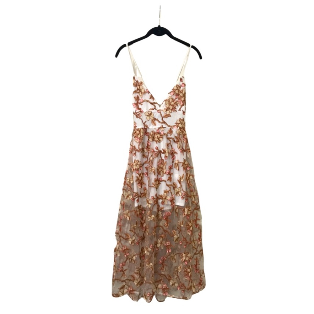 BooHoo Embroidered MIDI Skater Dress